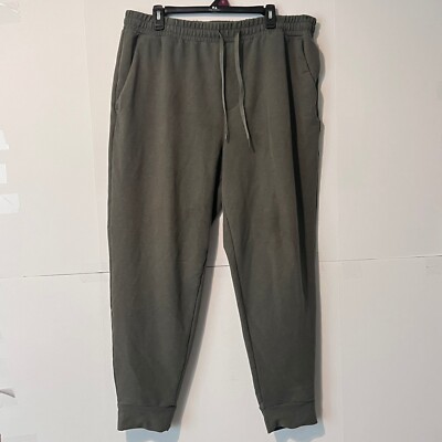 George Mens Active Pants Size XL (40-42) Olive Green Fleece