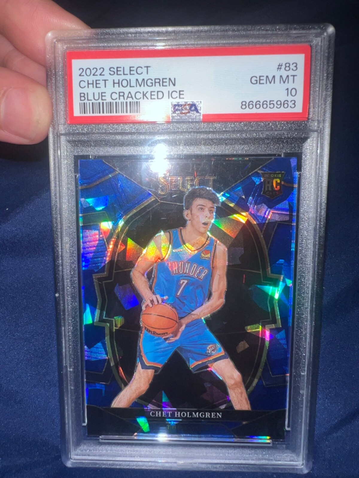2022-23 Panini Select - Concourse Blue Cracked Ice Chet Holmgren GEM MT PSA 10