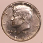 1966 Kennedy Half Dollar, 40% SILVER (No Mint Mark)