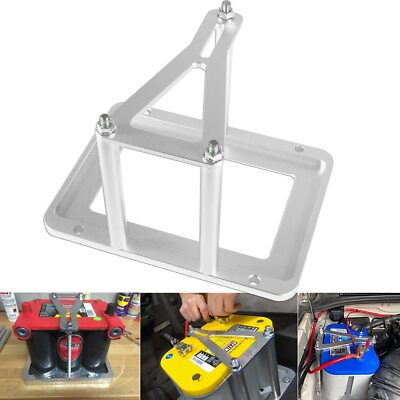 Car Billet Battery Tray Hold Down Trunk Relocation Box Aluminum Racing Mount