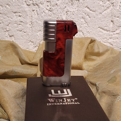 5.5 WIN JET International Pipe Lighter Mahogany Marble Effect NEW Unused