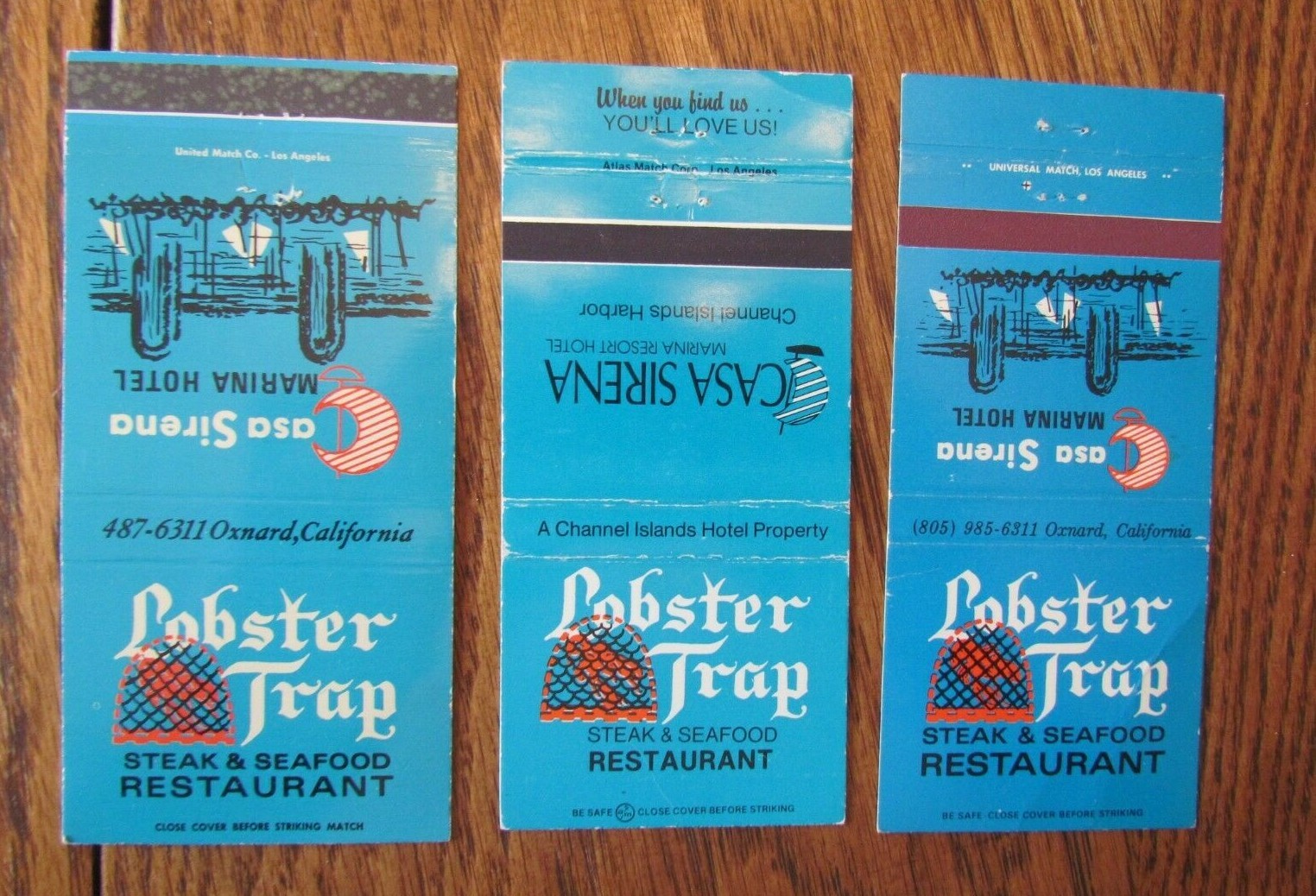ANIMAL LOBSTER MATCHBOOK COVERS LOBSTER TRAP SEAFOOD (OXNARD, CALIFORNIA) F1 eBay