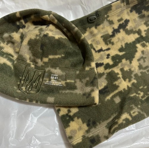 Ukrainian Army Military Uniform Tactical Fleece Pixel Hat Cap Trident with scarf - 第 1/6 張圖片
