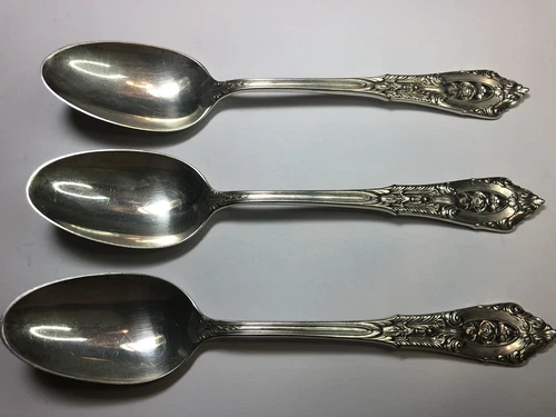 1 SPOON, WALLACE ROSE POINT STERLING FLATWARE TEASPOON Hallmarked D