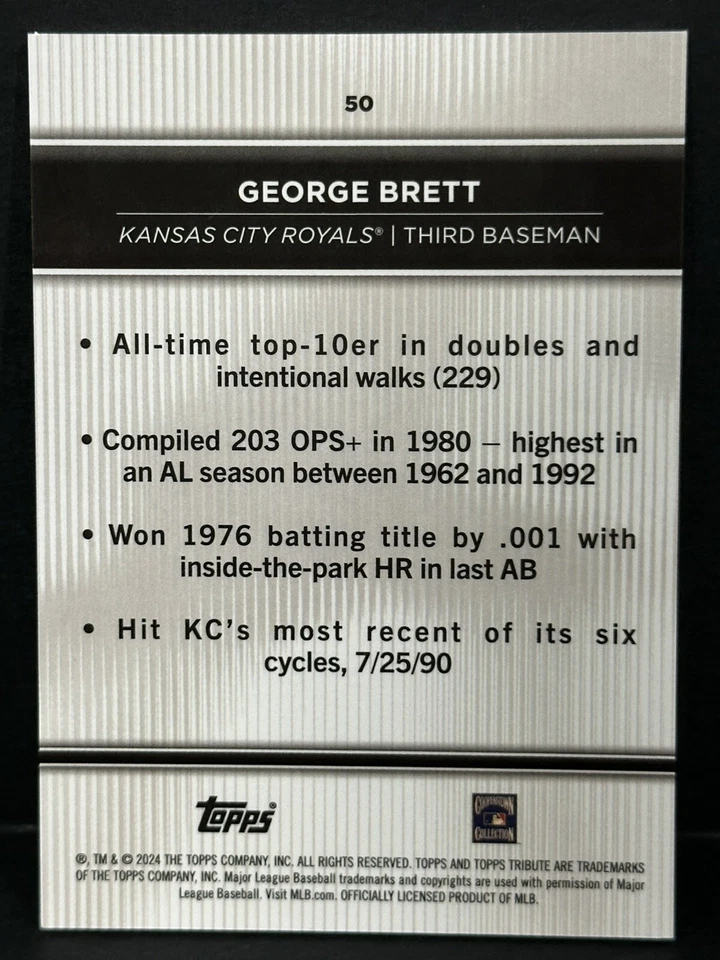 2024 Topps Tribute MLB Kansas City Royals HOF George Brett Gold /75 - Image 4 of 4