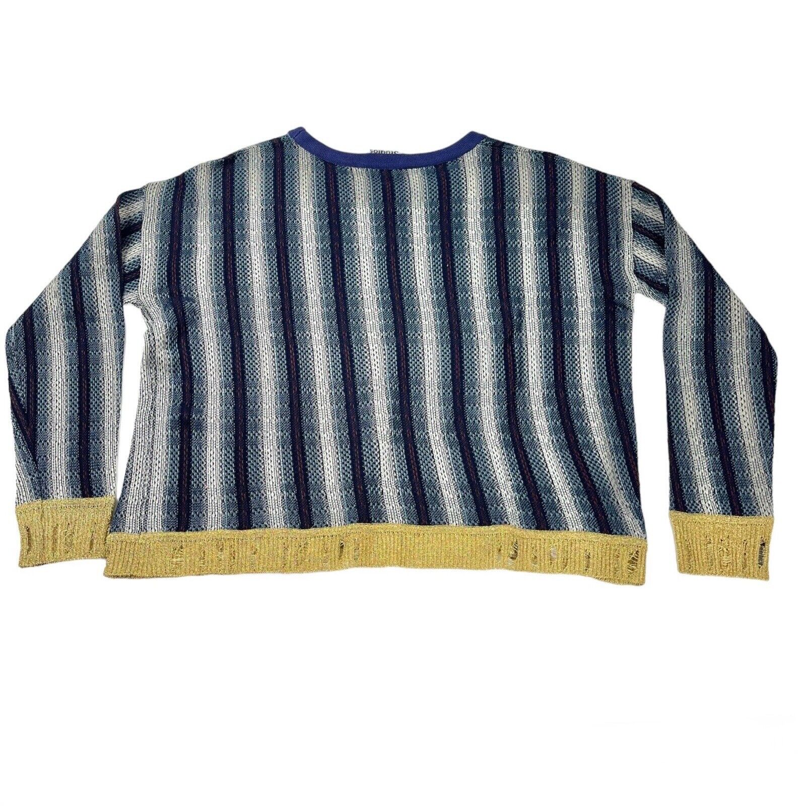 Acne Studios Cropped Knit Sweater Size S Blue Gold - image 2