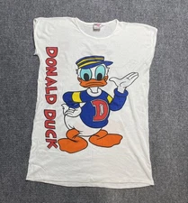 Vintage Disney Sleep Shirt Womens Donald Duck Double Sided 80s 90s Nightgown