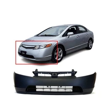 Primed Front Bumper Cover Fascia for 2006 2007 2008 Honda Civic 1.8 Sedan