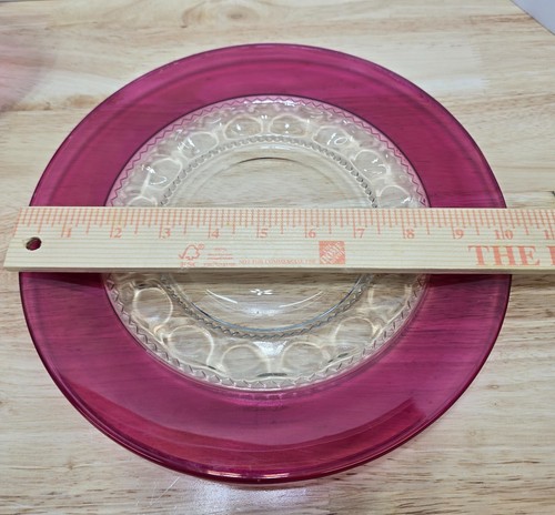 Indiana Glass Ruby Red Flash Kings Crown Thumbprint Dinner Plate Set of 2 - Picture 2 of 2