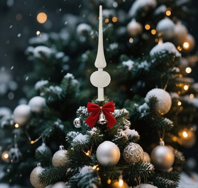 Traditional Long Pointed Flocking Tree Toppers Star Plastic Christmas Ornament