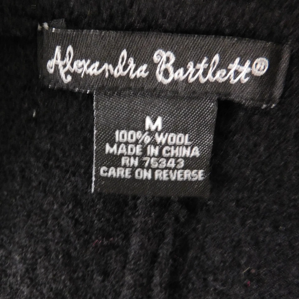 Alexandra Bartlett y2k De Colección Negro Lana Hervida Cárdigan Suéter Chaqueta Mediana Foto 3 de 4