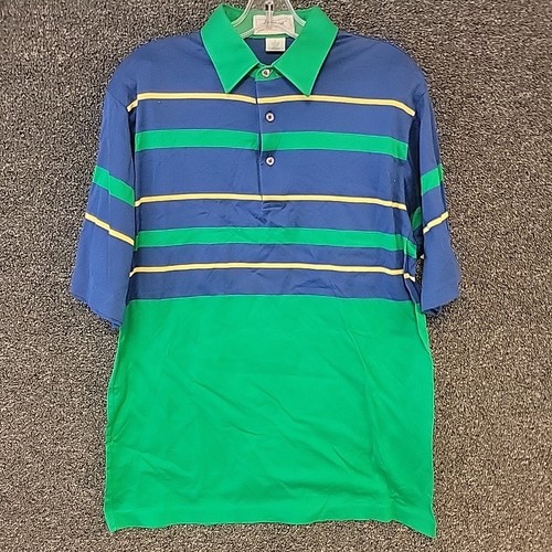 Titleist By Corbin Vintage Golf Polo Sz L Blue Green Striped - 第 1/6 張圖片