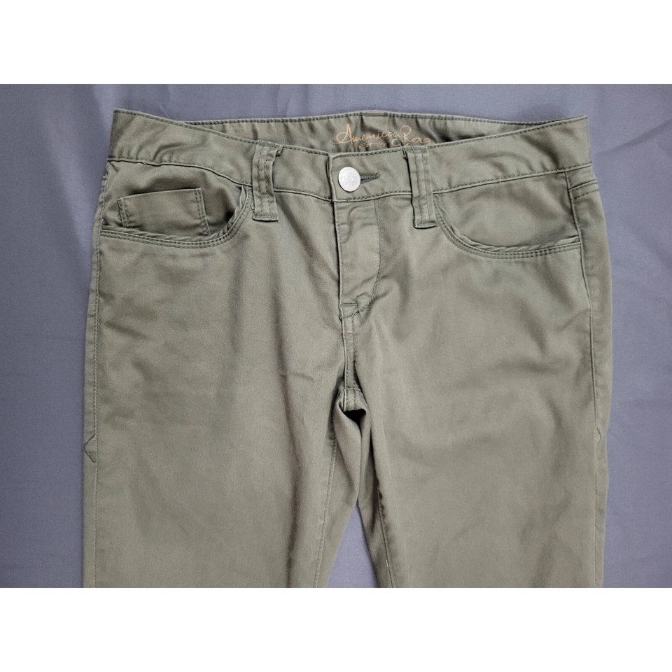 Pantalones American Rag Cie para mujer talla 7 elásticos ajustados tiro bajo cremallera cónica verde Foto 2 de 4