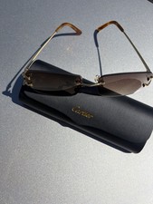 Cartier Wire Frames Luxury Rimless Designer Eyewear Brown Tint