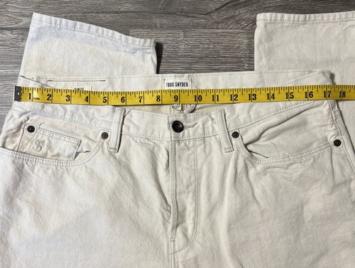 Todd Snyder Japanese Selvedge Slim Fit Button Fly White Jeans Size 33x32 (34x32) - Picture 10 of 15