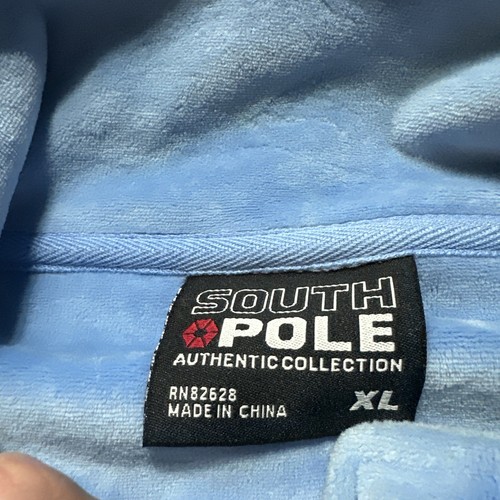 Vintage Men’s XL South Pole Blue Velour Track Suit Hip Hop Retro Streetwear - Picture 4 of 22
