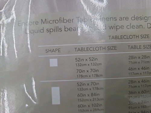 Encore Microfiber Spill Proof Tablecloth New In Package White - Picture 6 of 7