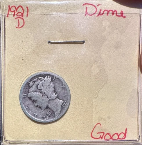 1921 D Mercury dime *Key date* Good condition US currency coin