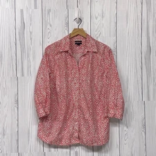 Westbound top womens size 1x button up long sleeve white patterned wrinkle free