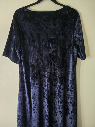 Westport Blue Velvet Dress Trendy Whimsigoth Prairie Dark Feminine Boho Size 1X - Picture 5 of 6