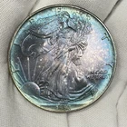 1993 American Silver Eagle 1oz .999 Round Coin TONER BLUE PURPLE ASE VERY COOL!