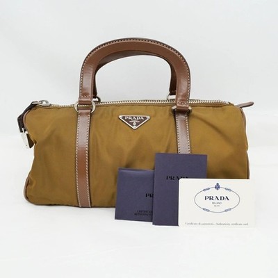 PRADA Mini Duffle Bag Hand Brown Bl0170 Nylon Handbag JAPAN