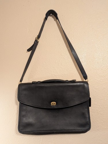 COACH Lexington Brief Leather Messenger Shoulder Bag 90s USA Black 5265 VTG