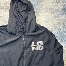 LGND Supply Co Men’s Windbreaker Jacket Black Zip-Up Hooded XL 