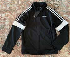 NWT ADIDAS Tricot Event Track Jacket Boys SIZE MEDIUM 10-12 Black NEW