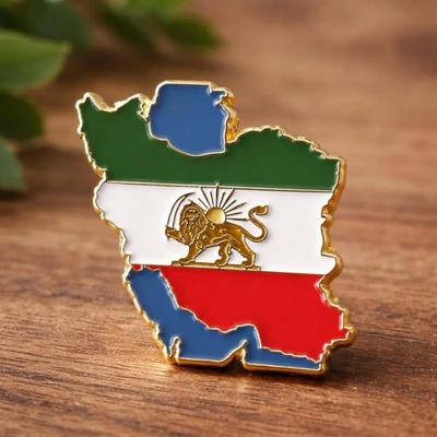 Iran Flag Pin  Lion and Sun Shir O Khorshid - Iran Löwe FlaggenpinAnstecknadel