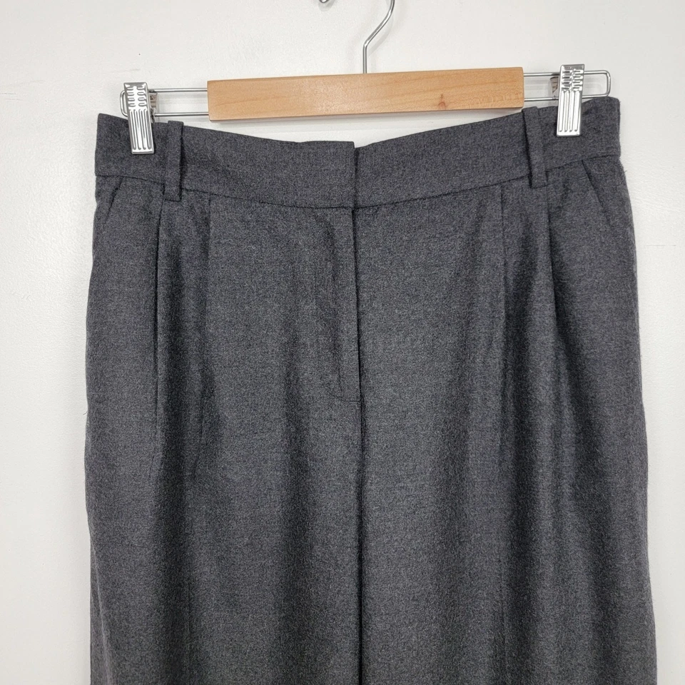 Pantalones J.Crew de lana recortados pantalones de pierna ancha plisados delanteros grises para mujer 8 Foto 2 de 4