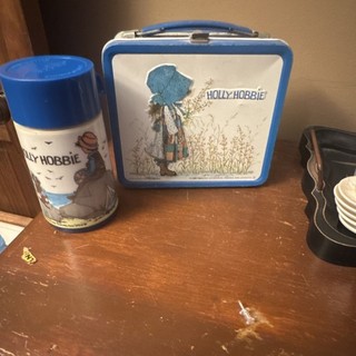 Holly Hobbie Metal Lunchbox and Thermos Set Blue 1970s Collectible Vintage