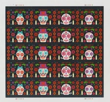 USPS SHEET OF 20 DAY OF THE DEAD FOREVER STAMPS