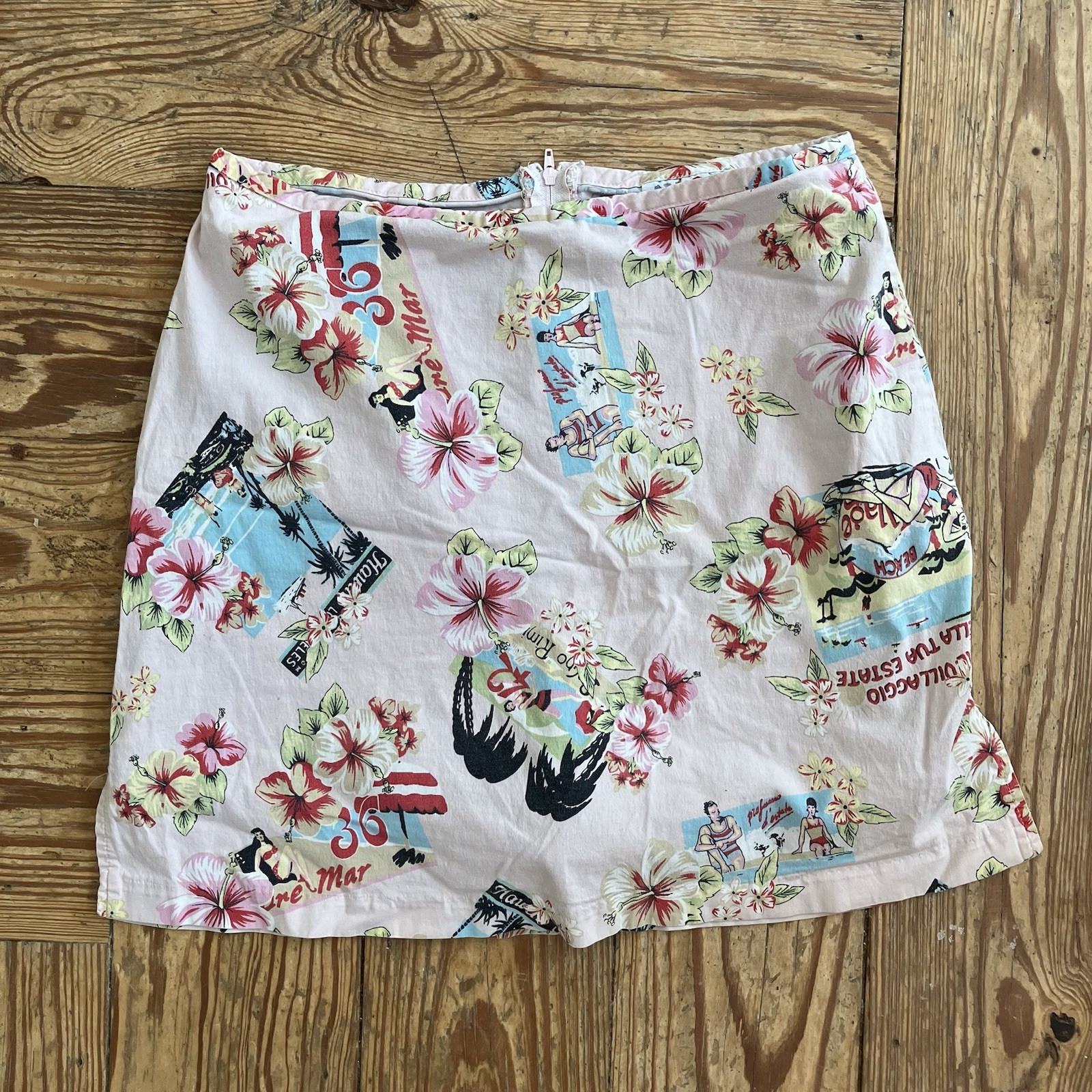 Vintage Hawaiian Pink Pin-Up Floral Mini Skort Women’s Small Y2K Coconut Girl