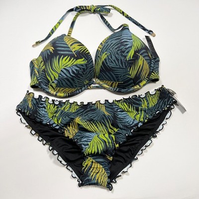 Victoria Secret 34DD M Bombshell Push Up Bikini Top Bottom Set Palm Royale
