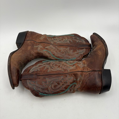 J.B. Dillon Women's Cowboy Boots Size 7B Brown Leather Western Stitching JB2318 - Picture 2 of 7