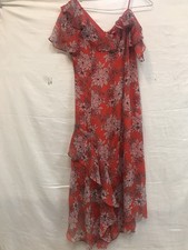 Vince Camuto Women's Ruffled Floral Chiffon Maxi Dress Red Size 2 Flowy Party