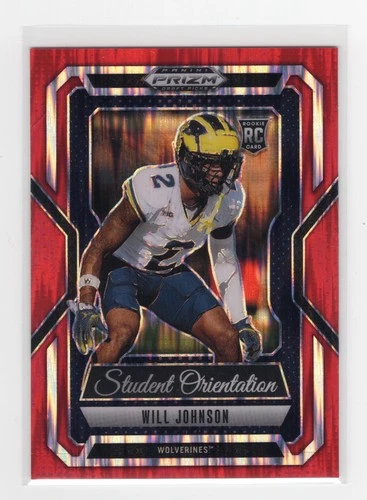2025 Panini Prizm Draft Picks Will Johnson #18 Student Orientation Red Flash /49