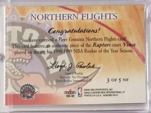 2000-01 Fleer Genuine Northern Flights #NF3 Vince Carter Toronto Raptors - Picture 2 of 2