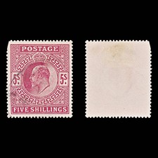 8591: GB SG263 5s Bright red carmine 1902 Sc#140 Mi116Ia Used C£220