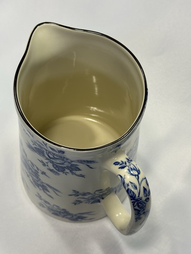 Staffordshire England ~ CROWN B BURSLEM PITCHER ~ Blue Roses Toile Pottery - Picture 19 of 21