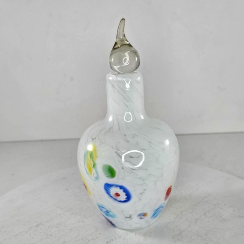 Murano Style Hand Blown Multicolor Millefiori Glass Bottle With Stopper Art Deco - Picture 4 of 8