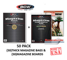 BCW New Magazine 50 ct Pack - Magazine Boards  THICK Resealable Bags Set