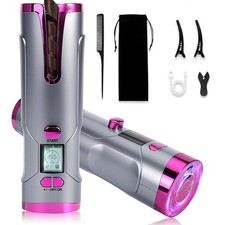 Cordless Automatic Rotating Curling Iron - 5200mAh USB Rechargeable Beach Wave C