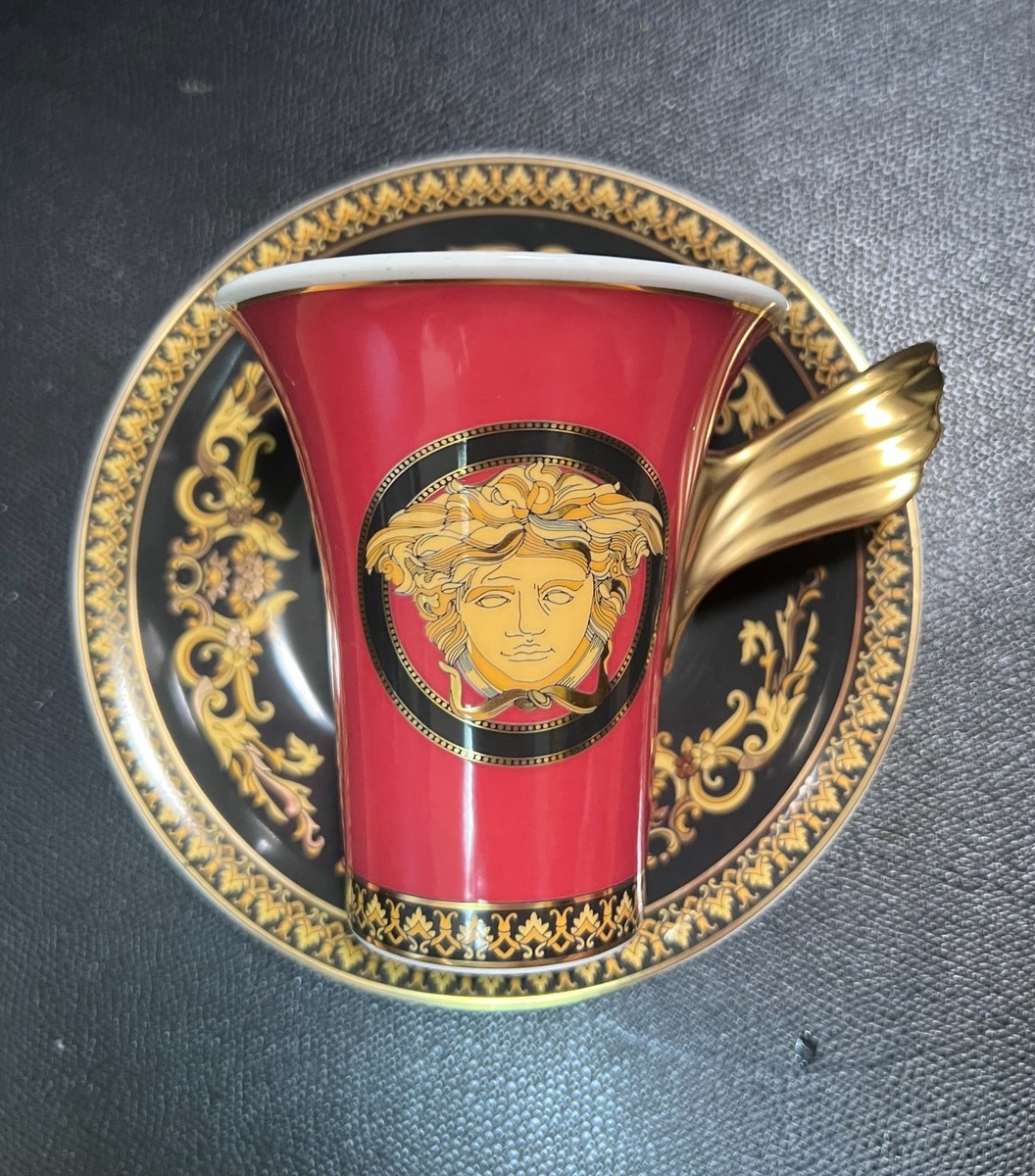 Versace Rosenthal Medusa Red Cup & Saucer – Fine Porcelain – Mint