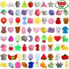 100 Pack Squishies Toys, Tiny Mochi Squishy Fidget Toys Random Bulk Party Favors