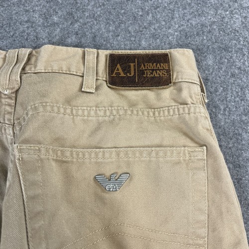 Vintage Armani Mens Jeans 28 32 Bootcut Regular Fit High Waist Rise Beige Tan GA - Picture 10 of 11