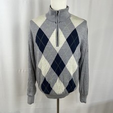 Footjoy Mens Size Medium Golf 1/4 Zip Pullover Sweater Wool Argyle Longview