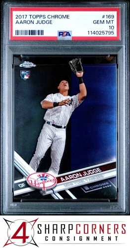 2017 TOPPS CHROME #169 AARON JUDGE RC YANKEES CATCHING PSA 10