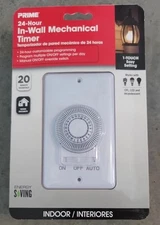 NEW Prime TNIW24 Indoor 24 Hour Mechanical Timer 120 V White - LED CFL Incand